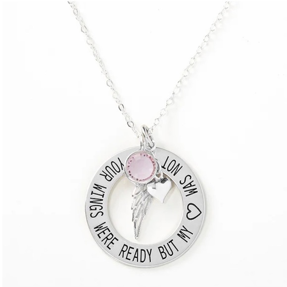 NITB Your Wings Were Ready Personalized Memorial June Birthstone Necklace - Picture 1 of 11